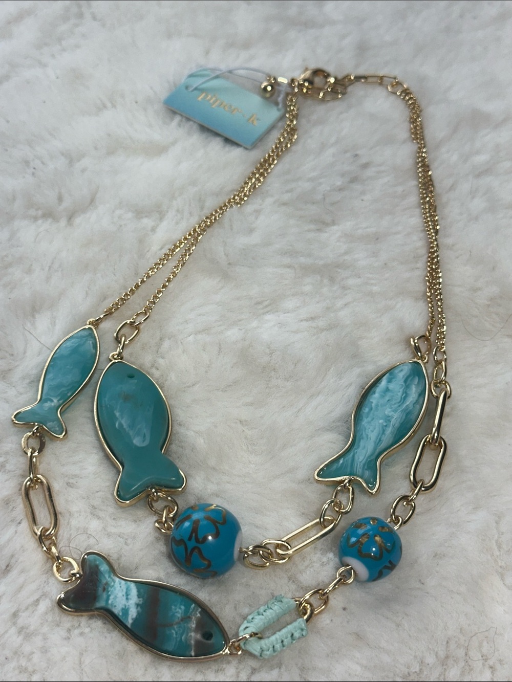 Piper K goldfish double layer necklace